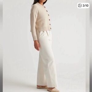 Quince Cream Women's Cropped Cardigan Sweater